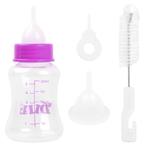 Aufzuchtflasche Welpen Hunde, Milchflasche Pet 60ml und 150ml, Silikon Kleine Babyflasche Set für Katze, Fütterungswerkzeug mit Ersatz Mini Nippel für Haustiere (Großes Rosa) von HoaaiGo