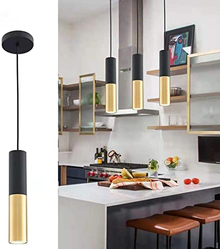 Hobaca® GU10 Dia 6CM L30CM Gold Schwarz LED Pendelleuchte Hängeleuchte Spot Licht für Insel Esszimmer Flur Restaurant Keller Untergeschoss von Hobaca