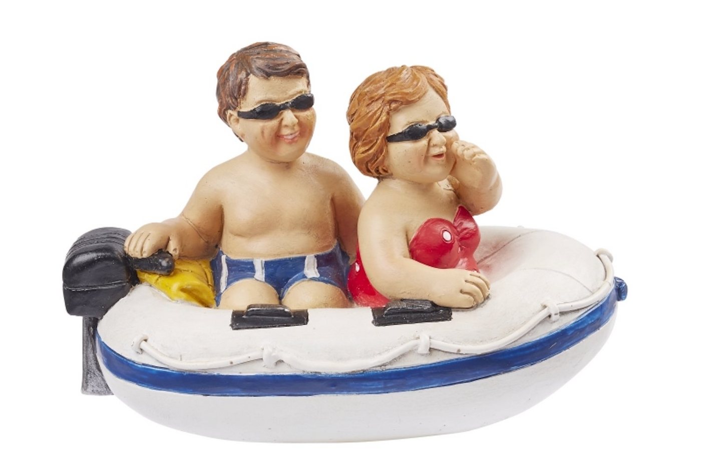 HobbyFun Dekofigur Urlauber im Schlauchboot, 11,5 x 7,5 cm von HobbyFun