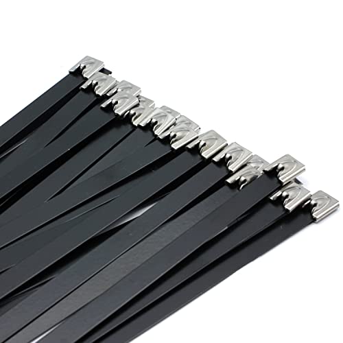 10x Metallkabelbinder 7,9 x 500mm Metall Kabelbinder Edelstahl V2A schwarz von HobbyPower24