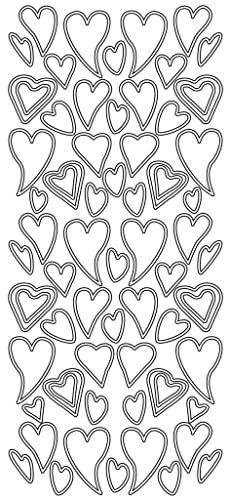 Konturensticker "Herzen"silber,bogen 10 x 23 cm von Hobbyfun