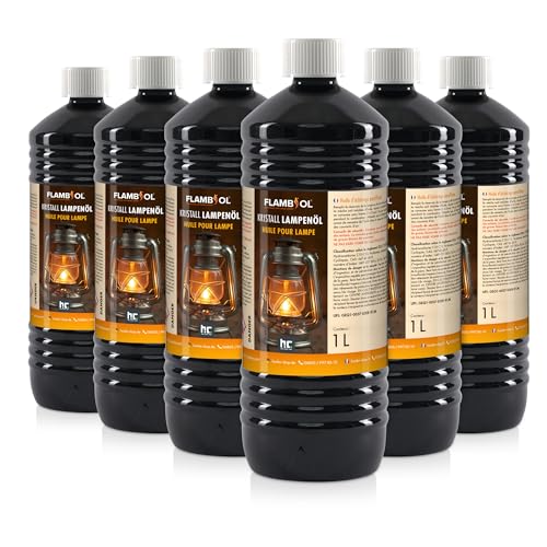 Höfer Chemie 6 x 1 L FLAMBIOL® Lampenöl hochrein geeignet für Gartenfackeln, Öllampen und Sturmlaternen - mit Kindersicherheitsverschluß von Höfer Chemie