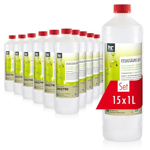 Höfer Chemie 15x 1 L Essigsäure 60% - optimaler Reiniger und Entkalker - Premium Qualität Made in Germany von Höfer Chemie