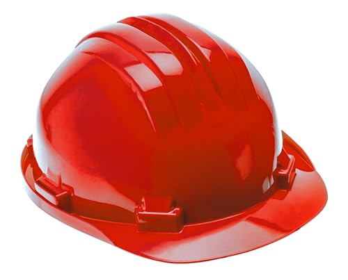 Högert Technik - PRIM Schutzhelm rot | Bauarbeiterhelm Schutzhelm Bauhelm Schutzhelme Helm | 54-61 cm | Lüftungsöffnungen | schützt vor UV Strahlung von Högert Technik