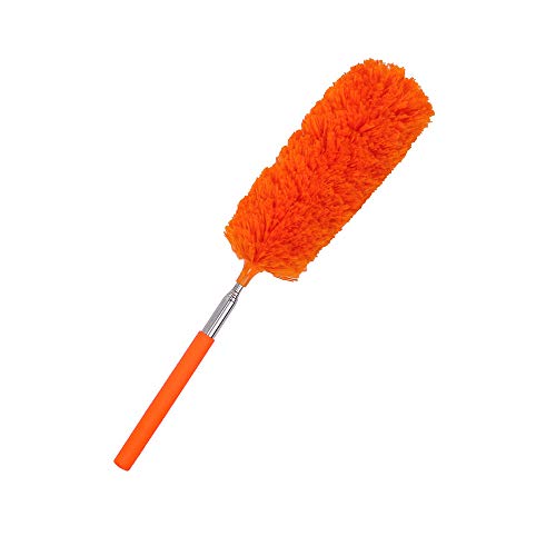 Staubwedel Teleskop Mikrofaser Köpfe Teleskop Staubwedel ausziehbar Staubwedel waschbar Teleskopstange Fensterreinigung Heizkörper Reinigen Teleskop-Mikrofaser-Staubtuch (aB-Orange, One Size) von HolAngela