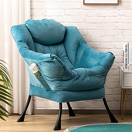 HollyHOME Sessel Relaxsessel mit Stahlrahmen, Relaxliege Freizeitsofa Chaiselongue Fauler Stuhl Relax Loungesessel mit Armlehnen, Samtstoff, Blauer See von HollyHOME