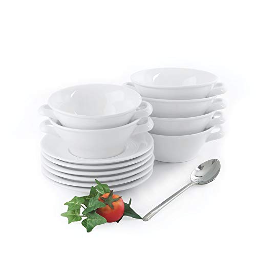 Holst Porzellan Suppentasse 0,45 l mit Untertasse Set 12-teilig für 6 Personen von Holst Porzellan