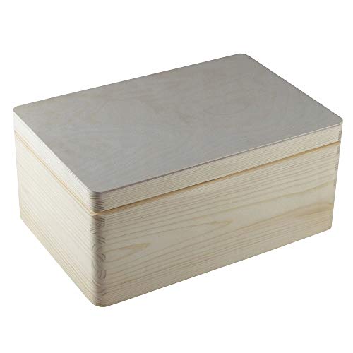 HolzFee Holzkiste 30 x 20 cm Deckel mit Aufbewahrungsbox Allzweckkiste Holz Kiste Holzbox (ohne Griff) von HolzFee