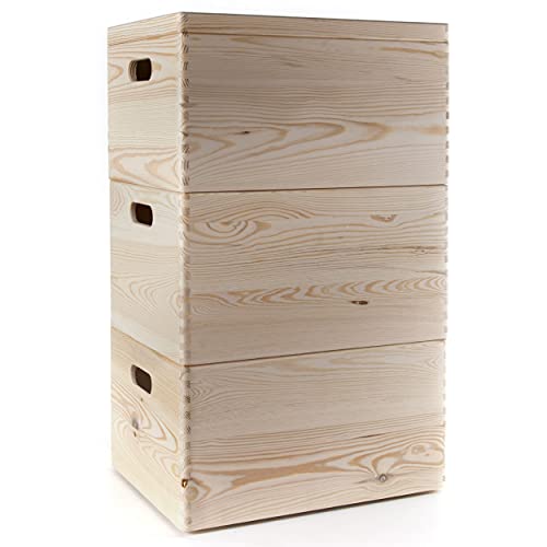HolzFee Holzkiste TRIO Kiste Holz 40 x 30 cm 3-er Set Aufbewahrungskiste Auswahl (ohne Rollen) von HolzFee