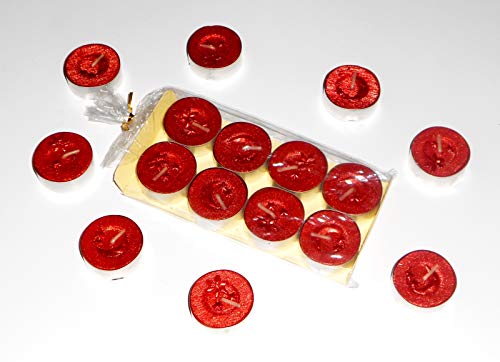 16 Stück Teelichter mit Glitzer Mond Sterne rot Deko Kerzen von Holzdrehteile