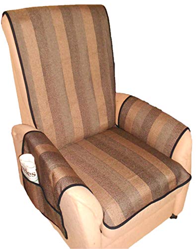 Holzdrehteile Sesselschoner Sesselauflage Sesselbezug Schoner Überwurf Auflage braun gestreift von Holzdrehteile