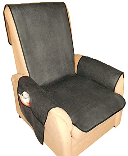 Sesselschoner Sesselauflage Sesselbezug Schoner Überwurf Auflage Lederoptik anthrazit von Holzdrehteile