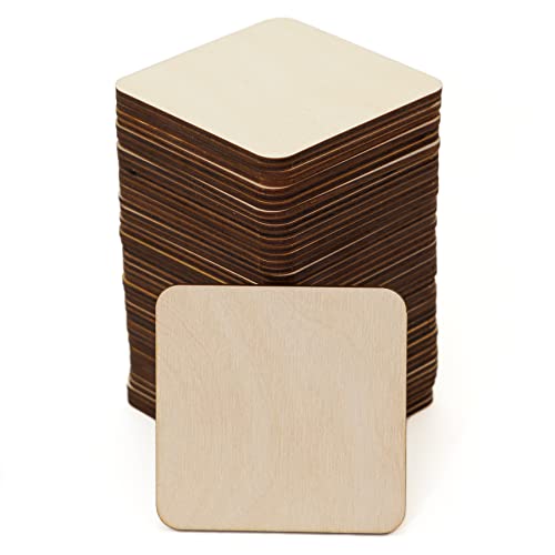 HolzFee Holzscheiben 50 Stück Untersetzer Holz Birke 3 mm naturbelassen 10 x 10 cm mit Form Quadrat R5 von Holzfee