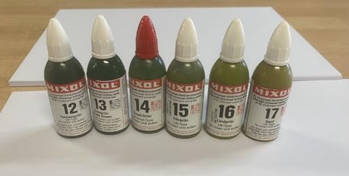 Homa Mixol Set Grün 6 x 20ml Nr. 12, 13,14, 15, 16, 17 Universal Abtönkonzentrat. von Homa