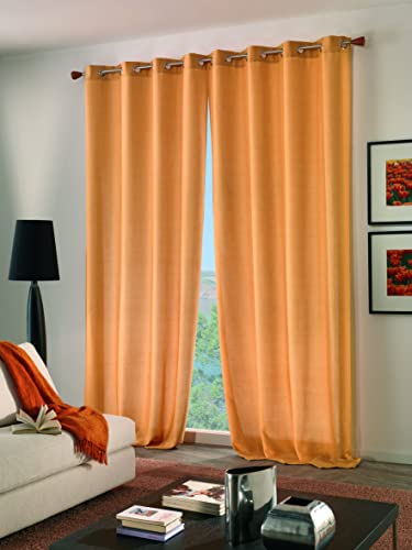 Home Collection TPA119 Panama Vorhang, Polyester, gelb, 280x140x280 cm von Home Collection