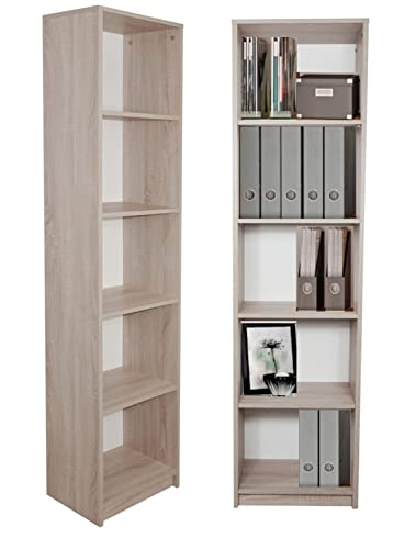 Home Collective Bücherregal Aktenregal Standregal Raumteiler Sonoma Natur mit 5 offenen Fächern aus MDF Holz | Breite 40 cm von Home Collective