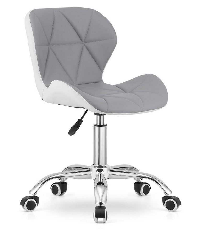 Home Collective Drehstuhl Bürostuhl Schreibtischstuhl mit ergonomischer Sitzfläche, höhenverstellbar, Polster aus Kunstleder hellgrau und weiss von Home Collective