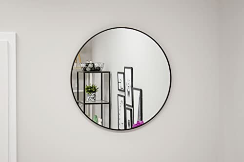 Home Collective Spiegel 70x70cm rund wandmontiert mit Metallrahmen schwarz | in 3 Größen für Bad, Flur, Wohnzimmer, Esszimmer oder Schminkspiegel von Home Collective