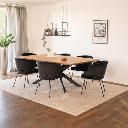 Home Deluxe - Esstisch AVENCIA - 200 x 120 cm, Farbe: Light Oak, Sternfuß, MDF Platte, Bodenschonend I Esszimmertisch Holztisch Essgruppe von Home Deluxe