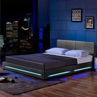 LED Bett ASTEROID Dunkelgrau mit Matratze – 180 x 200 cm von Home Deluxe