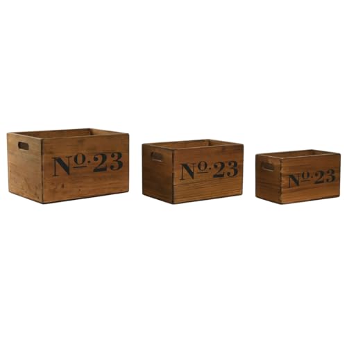 Home ESPRIT Aufbewahrungsboxen N.23, braun, Tannenholz, 37 x 27 x 23 cm, 3 Stück von Home ESPRIT