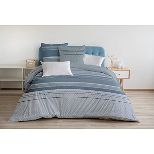 Home Linge Passion Bettbezug – 3-teilig | 100% Baumwolle – 57 Fäden | 2 Personen – 240 x 260 cm | Bayadere blau von Home Linge Passion