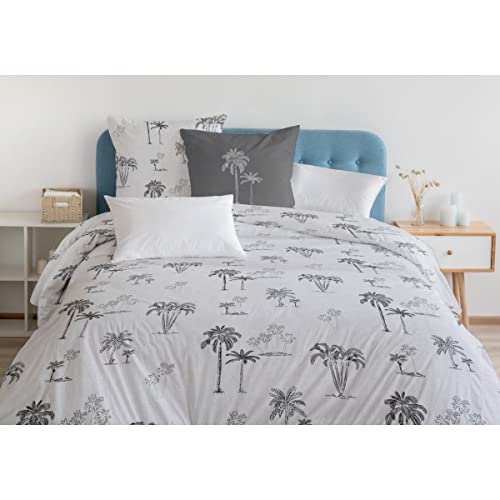 Home Passion Bettbezug, 3-teilig, 100% Baumwolle, 57 Fäden/cm², 220 x 240 cm, Tinghir, Weiß und Grau von Home Linge Passion