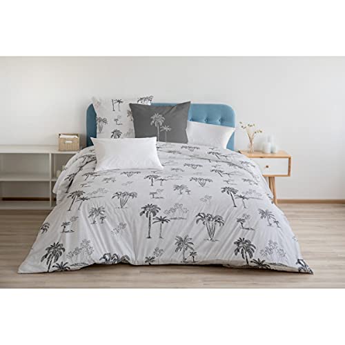 Home Passion Bettbezug, 3-teilig, 100 % Baumwolle, 57 Fäden/cm², 240 x 260 cm, Tinghir, Weiß und Grau von Home Linge Passion