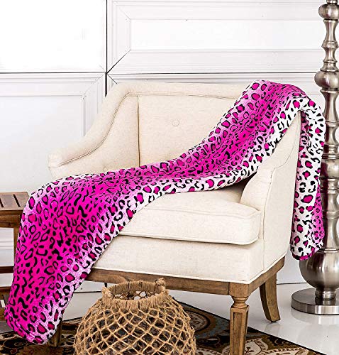 Home Must Haves Bed Blanket Queen Zebra Giraffe Safari Tierdruck Ganzjahresdecke Extra Weich Warm Sofa Couch Überwurf Bett Decke King Size, Pink Leopard, Polyester von Home Must Haves