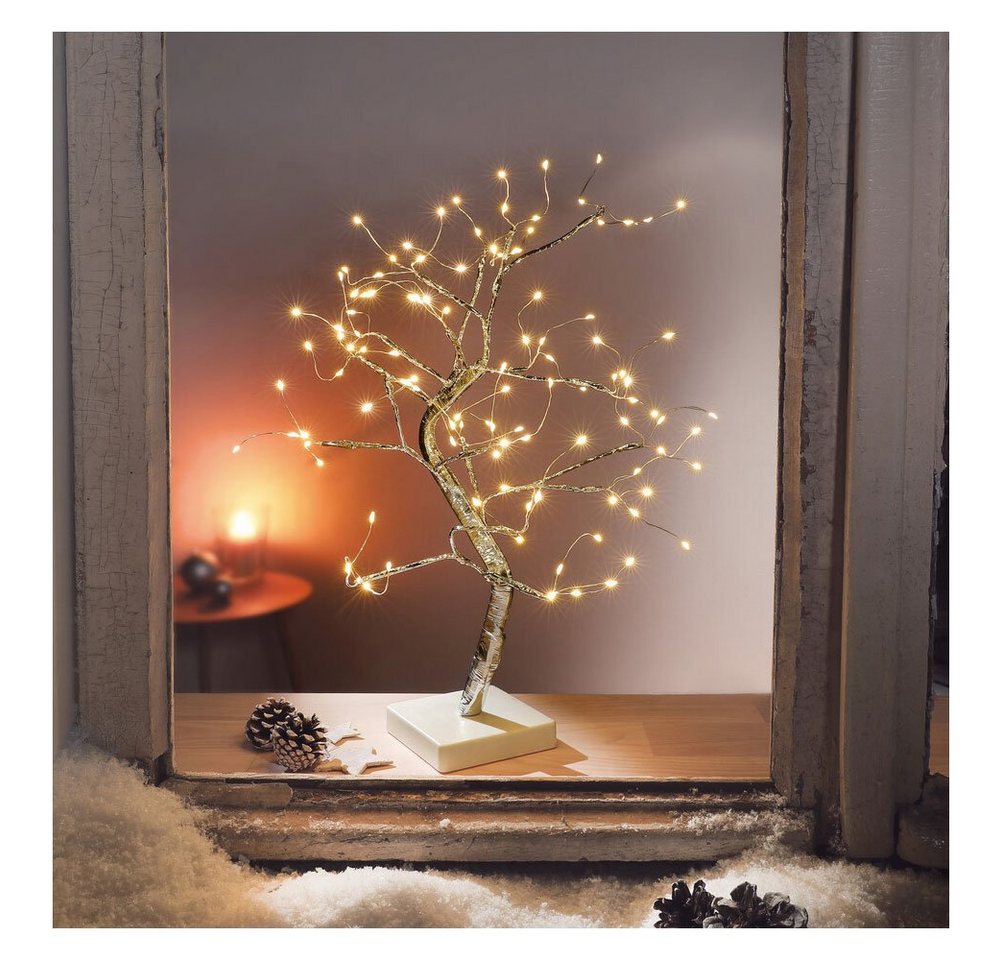 Home-trends24.de LED Baum LED Baum Silber Deko Weihnachten Tannenbaum mit Timer Funktion, LED fest integriert von Home-trends24.de