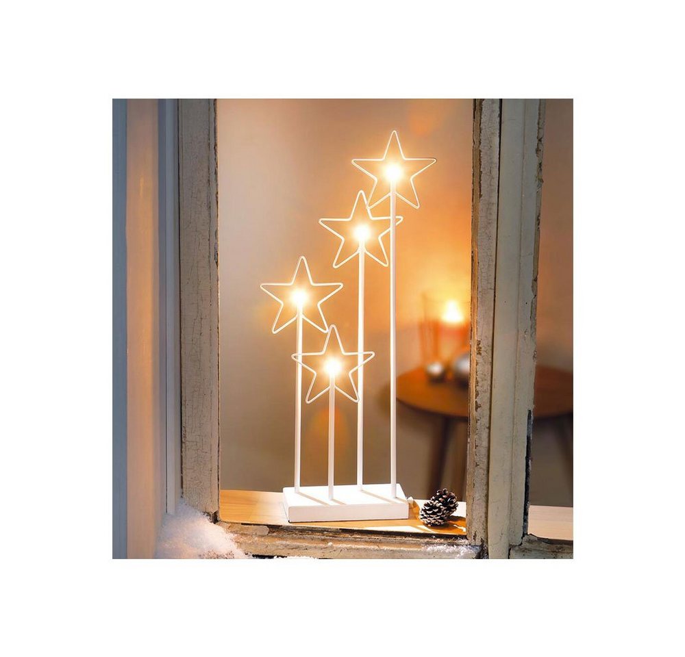 Home-trends24.de LED Dekoobjekt LED Leuchtdeko Stern Beleuchtung Weihnachten Tisch Deko Timer, LED fest integriert, Warmweiß von Home-trends24.de