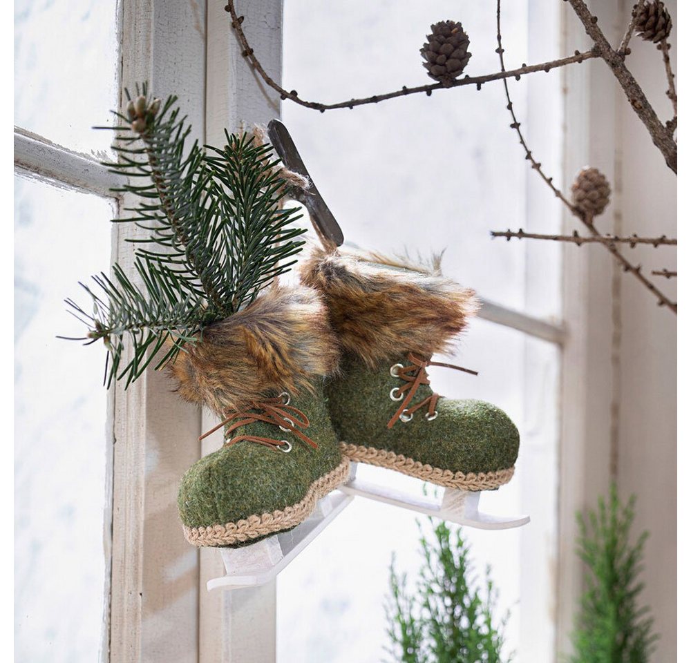 Home-trends24.de Weihnachtsfigur Deko Hänger Schlittschuhe 2er Set Grün Weihnachtshänger Weihnachtsdeko (2 St) von Home-trends24.de