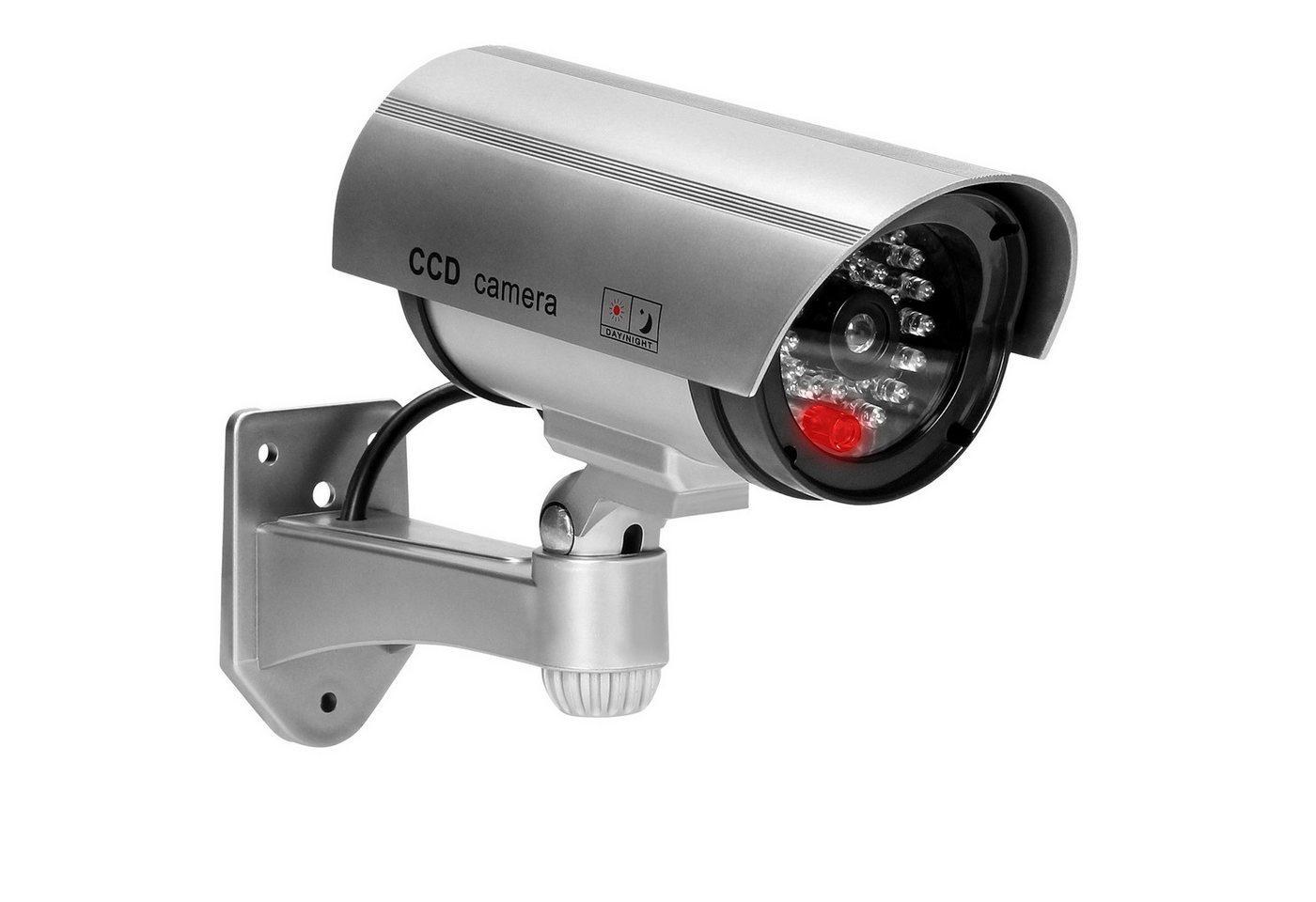 Home4Living Außenkamera CCD silber Kamera LED Abschreckung Sicherheit Überwachungskamera Attrappe (rot blinkende LED, täuschend echt) von Home4Living