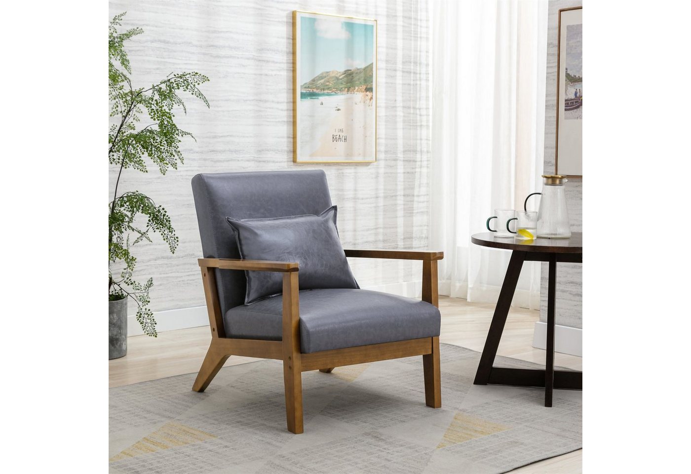 HomeMiYN Loungesessel Gepolsterter Sessel aus Cocktailwannenstuhl Einzelsofa Eleganter, Große Stühle, ideal zum Plaudern beim Kaffee von HomeMiYN