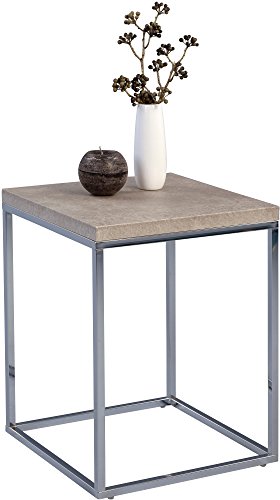 M2 Kollektion Olaf Beistelltisch, Holzdekor, Verchromten Metall Betonoptik, 40 x 40 x 52 cm von M2 Kollektion