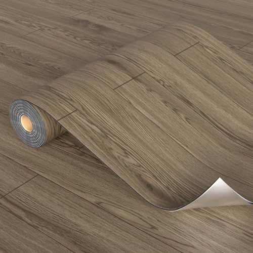 Homease PVC Bodenbelag Selbstklebend Verdickt (0.15cm) Holzmaserung Bodenaufkleber mit Textur, Verschleißfest Wasserdicht Holz Platte Dekorativen Vinylboden für Küche Wohnzimmer Balkon 0.6 x 10 M/6㎡ von Homease