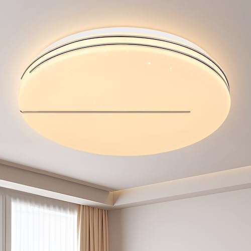 Homefire Deckenlampe LED Deckenleuchte Schlafzimmer - Ø27cm Schlafzimmerlampe Sternenhimmel 12W Küchenlampe Warmweiß Flurlampe Modern Küche Deckenbeleuchtung Rund für Flur Wohnzimmer Kinderzimmer von Homefire