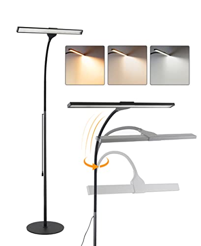 Homefire LED Stehlampe Standleuchte Leselampe - 156CM Stehleuchte Dimmbar Büro Standlampe Schlafzimmer Schwarz Modern Touch 10W Lesestehlampe mit Timer und Memory Funktion für Wohnzimmer von Homefire