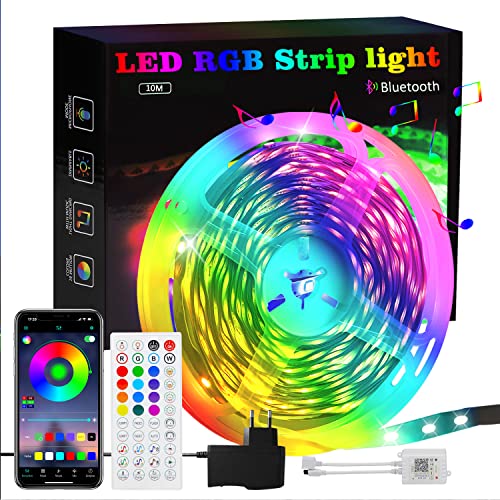 Homefire LED Streifen 10M RGB Strip: 16 Mio Selbstklebend Streifen APP Steuerung Bluetooth Licht Bänder mit Fernbedienung Dimmbar Lichtleiste TV Hintergrundbeleuchtung Musik Sync für von Homefire