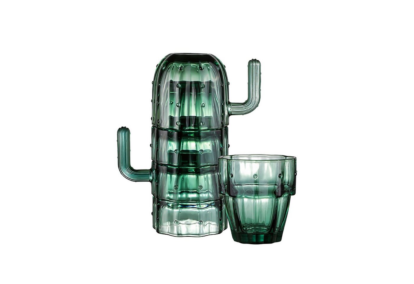 HomeGuru Glas Glas-Set, stapelbar, Wasserglas, Saftglas, Kaktusform,kreativ,Geschenk von HomeGuru