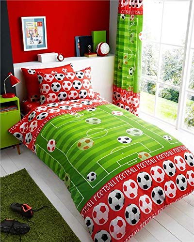 Homemaker Bettwäsche-Set mit Fußballmotiv, Rot, Baumwollmischung, rot, Einzelbett von Homemaker