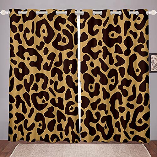 Homemissing Leopard Blickdichte Vorhänge Safari Geparden Drucken Vorhänge für Jungen Mädchen Kinder Modernes Luxus Fenstervorhang 137x117cm Raumdekor Gelb von Homemissing