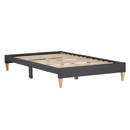 Homestyle4u 2508, Polsterbett 140x200 mit Lattenrost Grau Futonbett Doppelbett 140 x 200 cm Bett Bettgestell von Homestyle4u