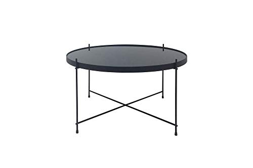 HOMEXPERTS Couchtisch TREND / Beistelltisch Farbe Schwarz mit Tischplatte aus Glas und Metallgestell pulver beschichtet / Sofatisch Farbe Schwarz / D 70, H 40 cm von Homexperts