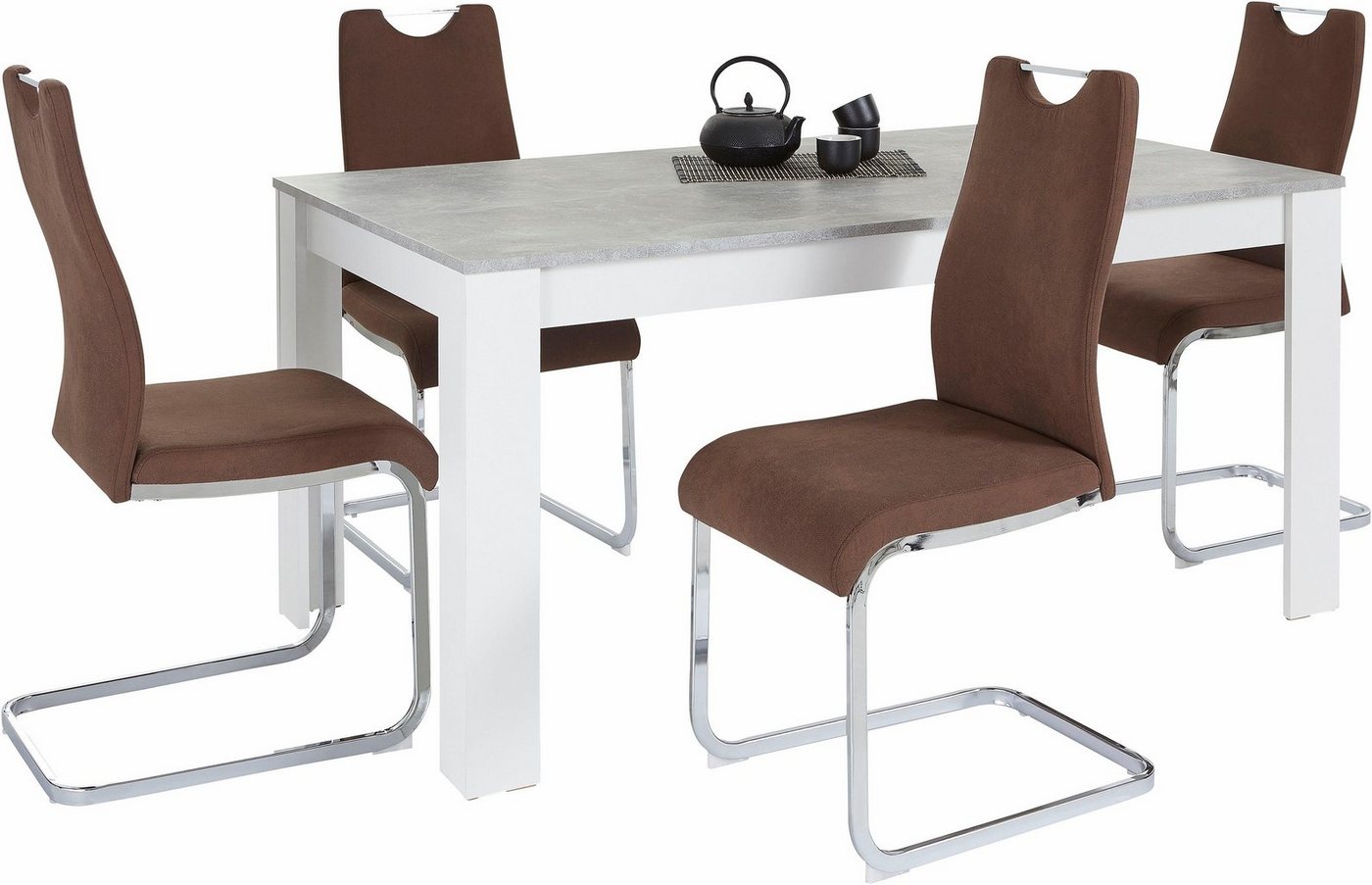Homexperts Essgruppe Zabona, (Set, 5-tlg), 4 Stühle und 1 Tisch von Homexperts
