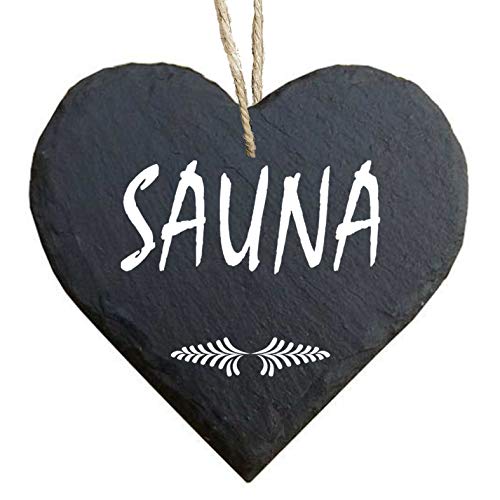 Homeyourself Herz Schieferherz Schiefer Schieferschild 10 x 10 cm Sauna schwarz Dekoschild Wandschild Schild Stein Geschenk von Homeyourself