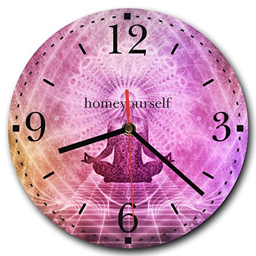 Homeyourself LAUTLOSE runde Wanduhr Meditation lila Abstrakt aus Metall Alu-Verbund lautlos Uhrwerk rund modern Dekoschild Bild 30 x 30cm von Homeyourself