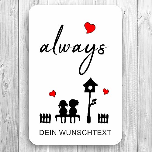homeyourself - Holzschild Deko Schild personalisiert mit Druck/Wunschtext - always Liebe Hochzeit Verlobung - individualisiert 20 x 30 cm von Homeyourself