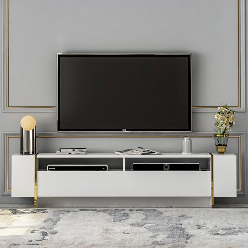 Homidea Angel TV Möbel - Fernsehtisch - TV Schrank - Wohnwand - TV Lowboard in modernem Design 192.8 x 45 x 35 cm (Weiß Glossy) von Homidea