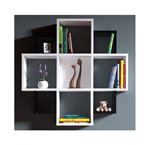 Homidea Bloom Wandregal - Bücherregal - Dekoregal für Wohnzimmer in modernem Design (Weiß/Schwarz) von Homidea
